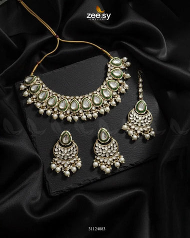 Grandeur Crystal Bridal Set Golden Pearl Bridal Set - Zeesy Jewellery Pakistan | Premium Artificial & Imitation Jewellery