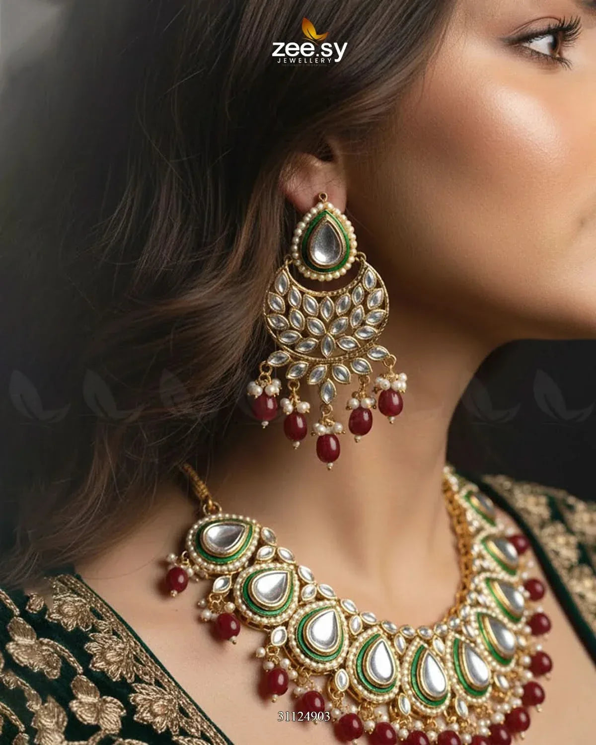 Grandeur Crystal Bridal Set Bridal Set - Zeesy Jewellery Pakistan | Premium Artificial & Imitation Jewellery