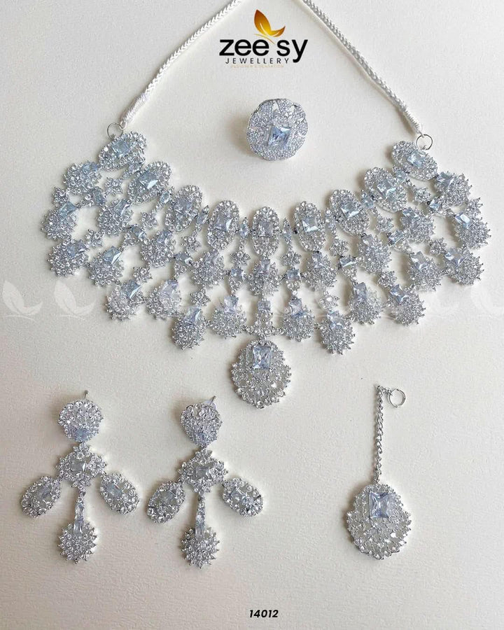 Kiara Advani Bridal Set Sliver White Bridal Set - Zeesy Jewellery Pakistan | Premium Artificial & Imitation Jewellery