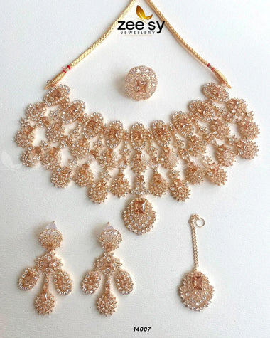 Kiara Advani Bridal Set Golden Champagne Bridal Set - Zeesy Jewellery Pakistan | Premium Artificial & Imitation Jewellery