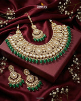 Magnificat Wide Gilded Bridal Set Golden Green Bridal Set - Zeesy Jewellery Pakistan | Premium Artificial & Imitation Jewellery