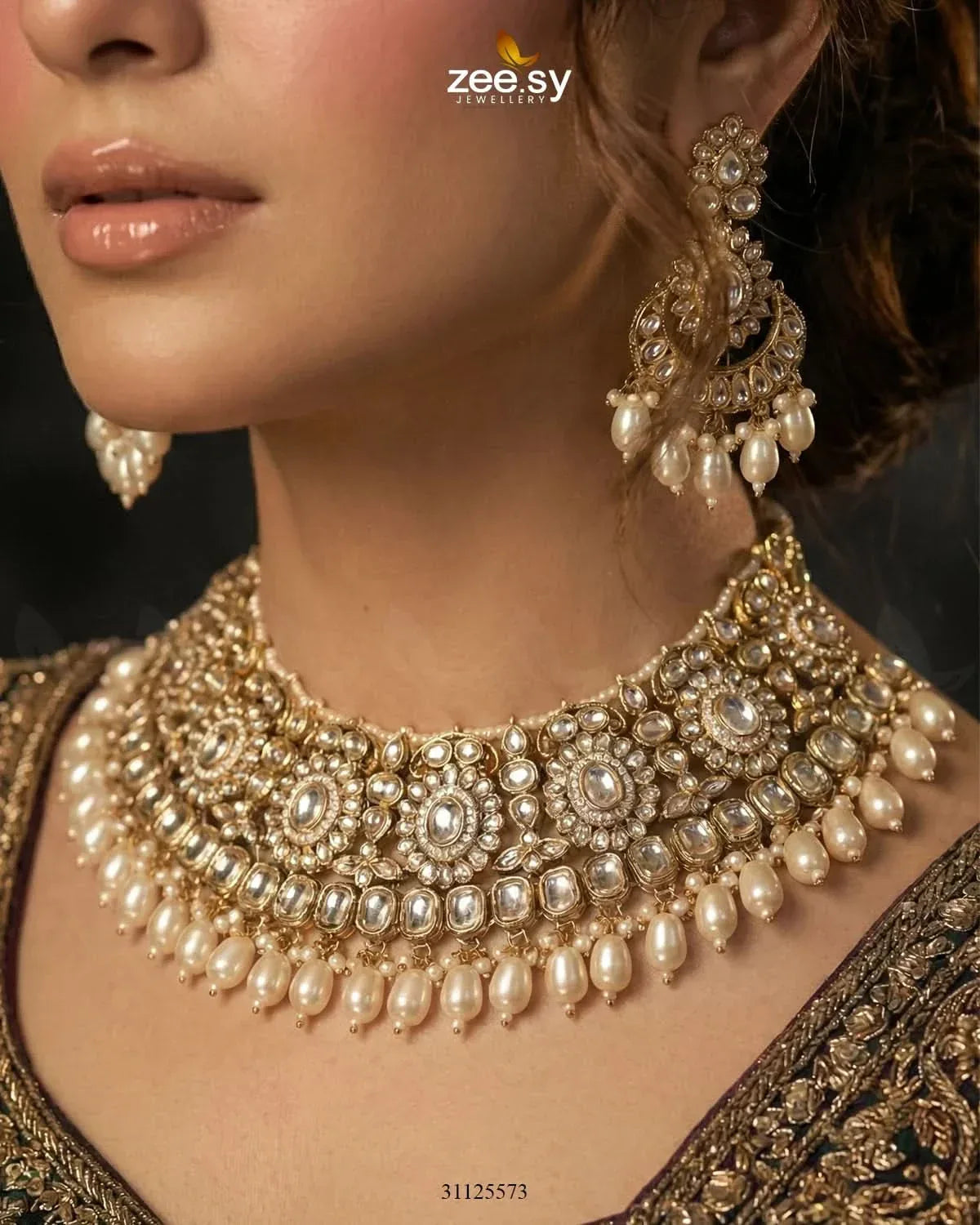 Magnificat Wide Gilded Bridal Set Bridal Set - Zeesy Jewellery Pakistan | Premium Artificial & Imitation Jewellery