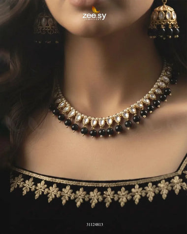 Magnificent Tonal Arch Bridal Set Golden Black Bridal Set - Zeesy Jewellery Pakistan | Premium Artificial & Imitation Jewellery