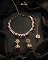 Magnificent Tonal Arch Bridal Set Golden Red Bridal Set - Zeesy Jewellery Pakistan | Premium Artificial & Imitation Jewellery