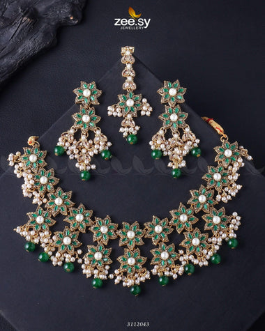 Monarda Bridal Sets Golden Green Bridal Set - Zeesy Jewellery Pakistan | Premium Artificial & Imitation Jewellery