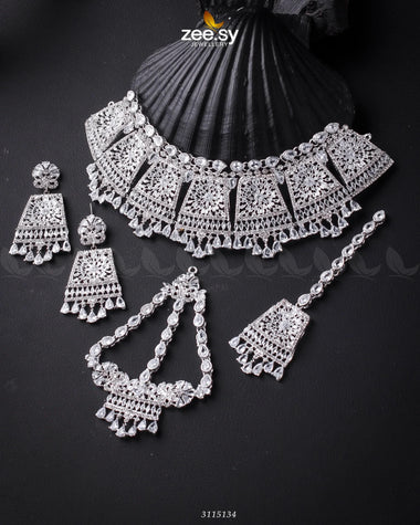 Royal Bridal Set Sliver Bridal Set - Zeesy Jewellery Pakistan | Premium Artificial & Imitation Jewellery
