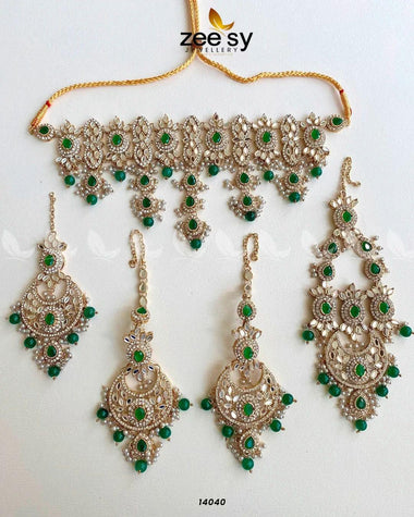 Annie's Bridal Set Green Bridal Set - Zeesy Jewellery Pakistan | Premium Artificial & Imitation Jewellery