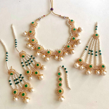 Crescent Bridal-0244 Green Bridal Set - Zeesy Jewellery Pakistan | Premium Artificial & Imitation Jewellery