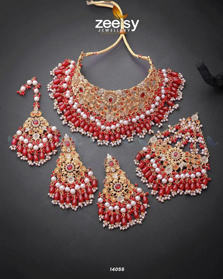 Luminescent Bridal set Red Bridal Set - Zeesy Jewellery Pakistan | Premium Artificial & Imitation Jewellery