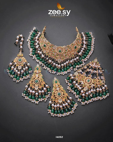 Luminescent Bridal set Green Bridal Set - Zeesy Jewellery Pakistan | Premium Artificial & Imitation Jewellery