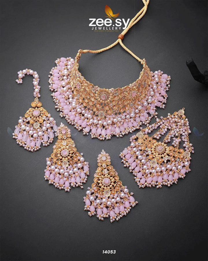 Luminescent Bridal set Pink Bridal Set - Zeesy Jewellery Pakistan | Premium Artificial & Imitation Jewellery