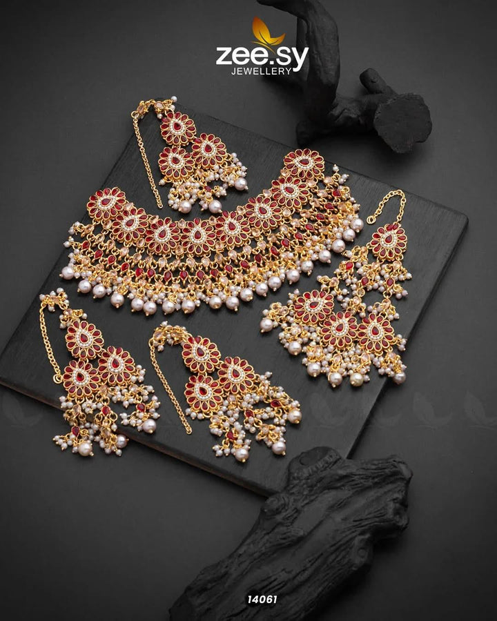 Arzoo Bridal Set Red Bridal Set - Zeesy Jewellery Pakistan | Premium Artificial & Imitation Jewellery