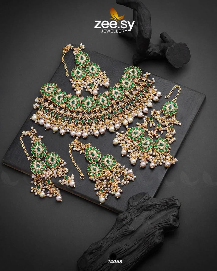 Arzoo Bridal Set Green Bridal Set - Zeesy Jewellery Pakistan | Premium Artificial & Imitation Jewellery
