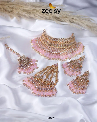 Spark Bridal Set Pink Bridal Set - Zeesy Jewellery Pakistan | Premium Artificial & Imitation Jewellery