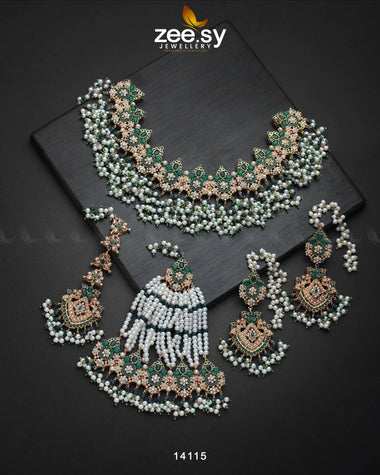 Aurum Bridal Set Green Bridal Set - Zeesy Jewellery Pakistan | Premium Artificial & Imitation Jewellery