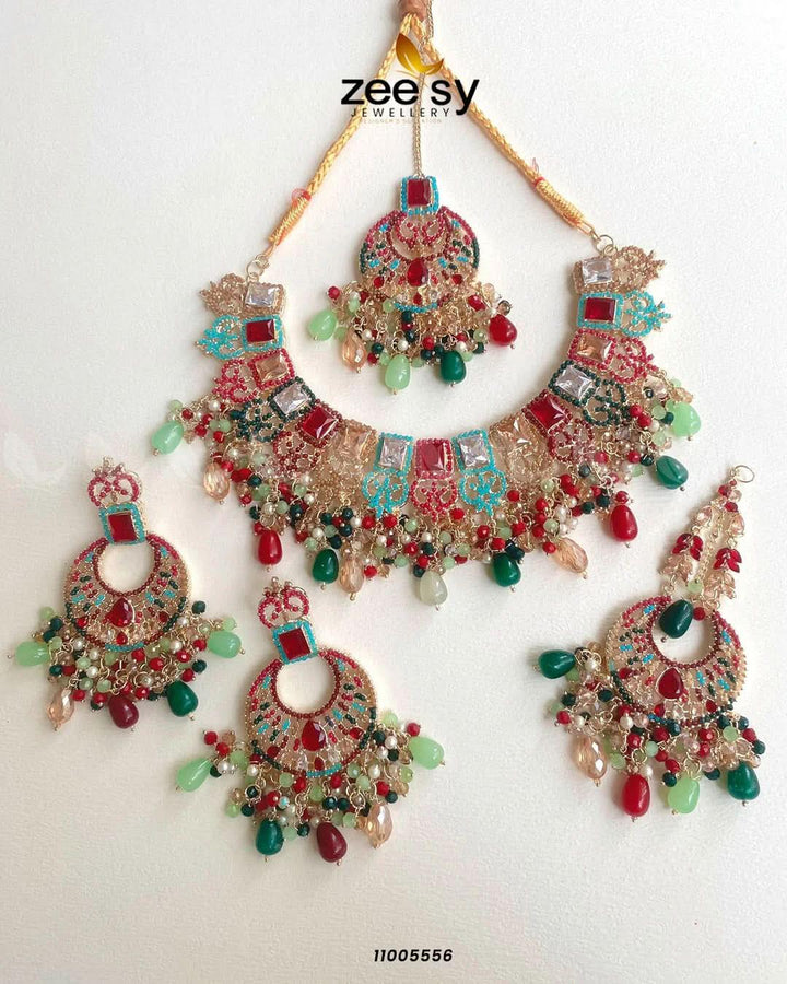 BRIDAL-0235 Multi Bridal Set - Zeesy Jewellery Pakistan | Premium Artificial & Imitation Jewellery