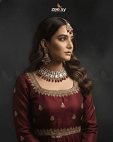 Eminet Bold Crystal Bridal Set Red Bridal Set - Zeesy Jewellery Pakistan | Premium Artificial & Imitation Jewellery
