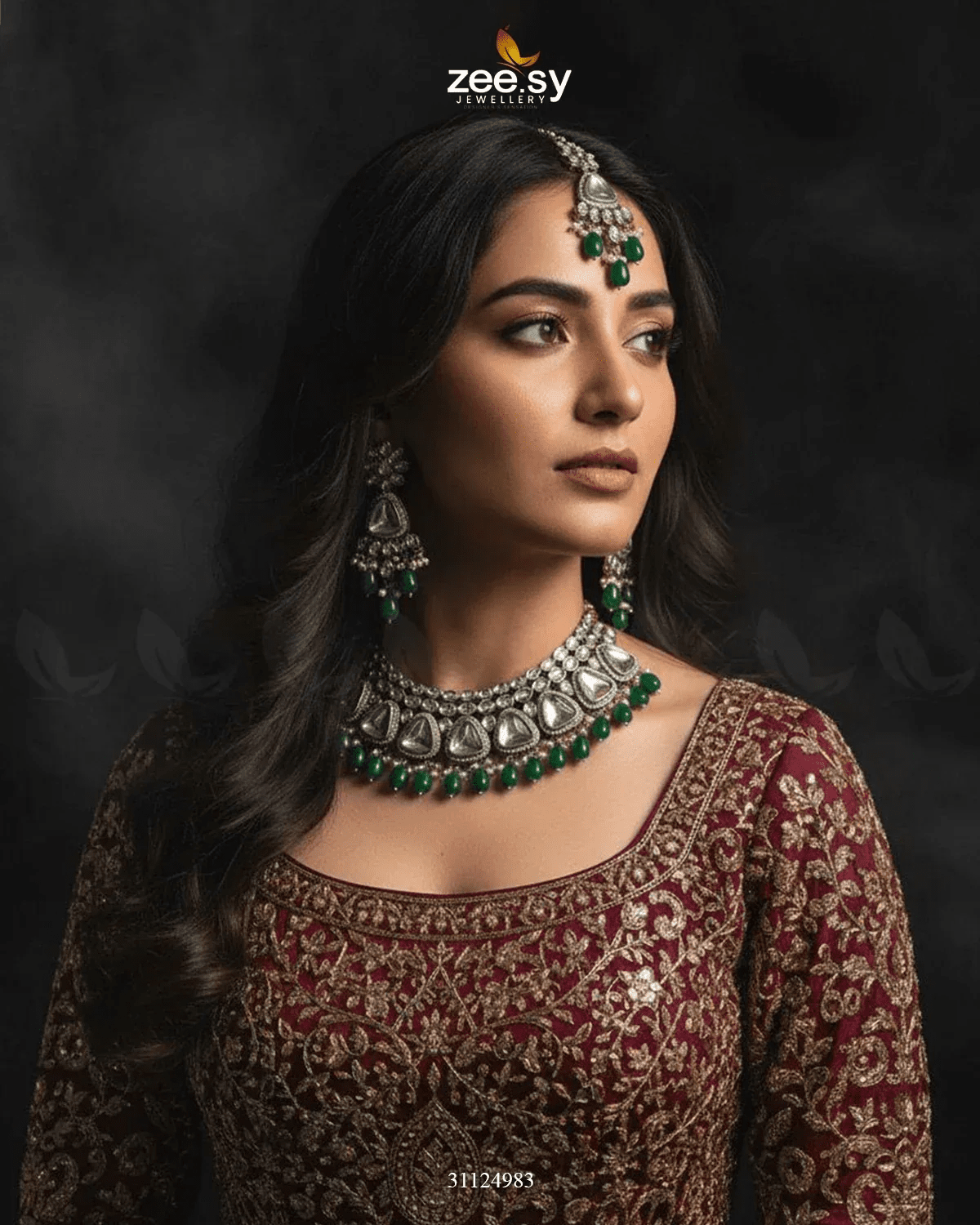 Eminet Bold Crystal Bridal Set Bridal Set - Zeesy Jewellery Pakistan | Premium Artificial & Imitation Jewellery