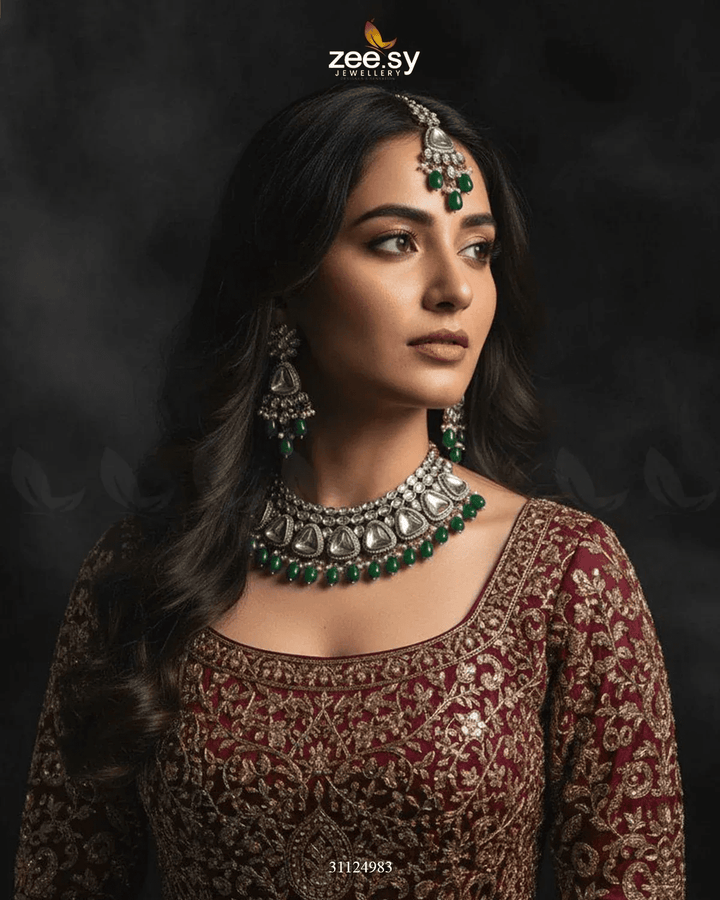 Eminet Bold Crystal Bridal Set Bridal Set - Zeesy Jewellery Pakistan | Premium Artificial & Imitation Jewellery