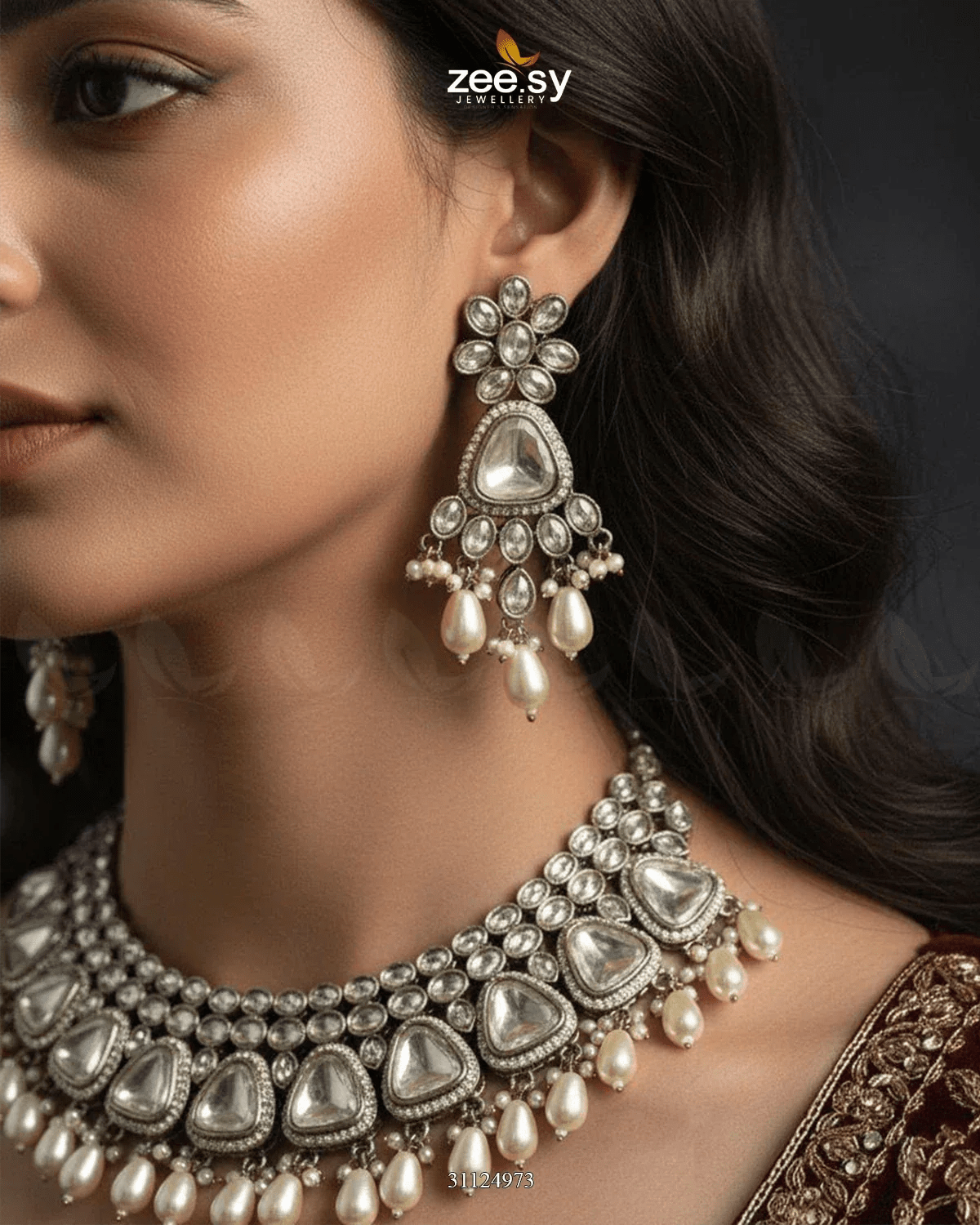 Eminet Bold Crystal Bridal Set Bridal Set - Zeesy Jewellery Pakistan | Premium Artificial & Imitation Jewellery