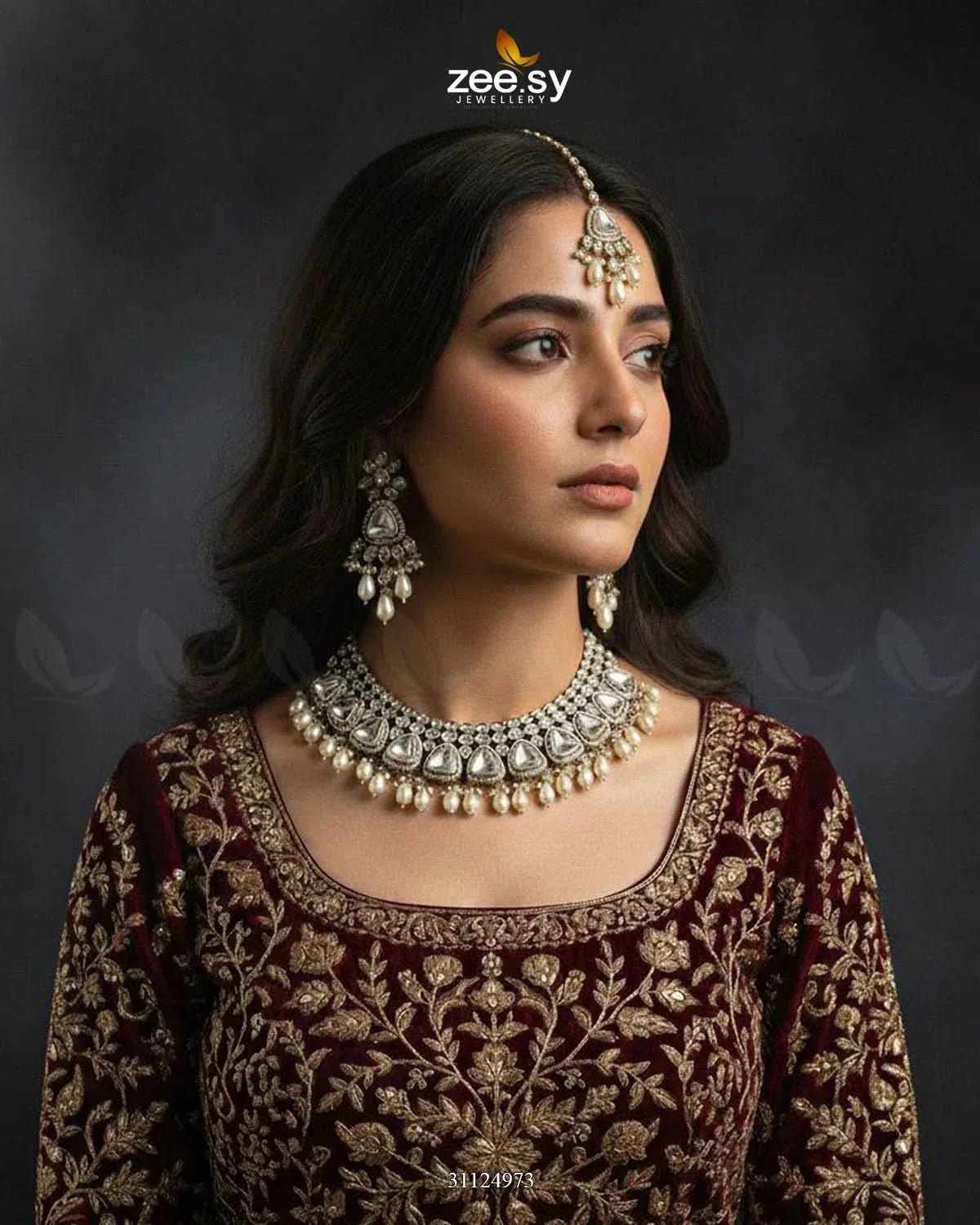 Eminet Bold Crystal Bridal Set Bridal Set - Zeesy Jewellery Pakistan | Premium Artificial & Imitation Jewellery
