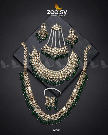 Enigmatic Bridal Set Green Bridal Set - Zeesy Jewellery Pakistan | Premium Artificial & Imitation Jewellery