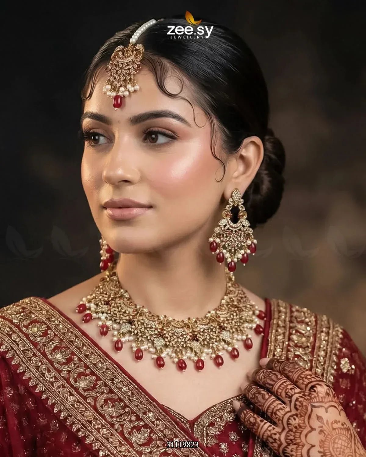 Faiqa's Rhodium Polished Bridal Set Bridal Set - Zeesy Jewellery Pakistan | Premium Artificial & Imitation Jewellery