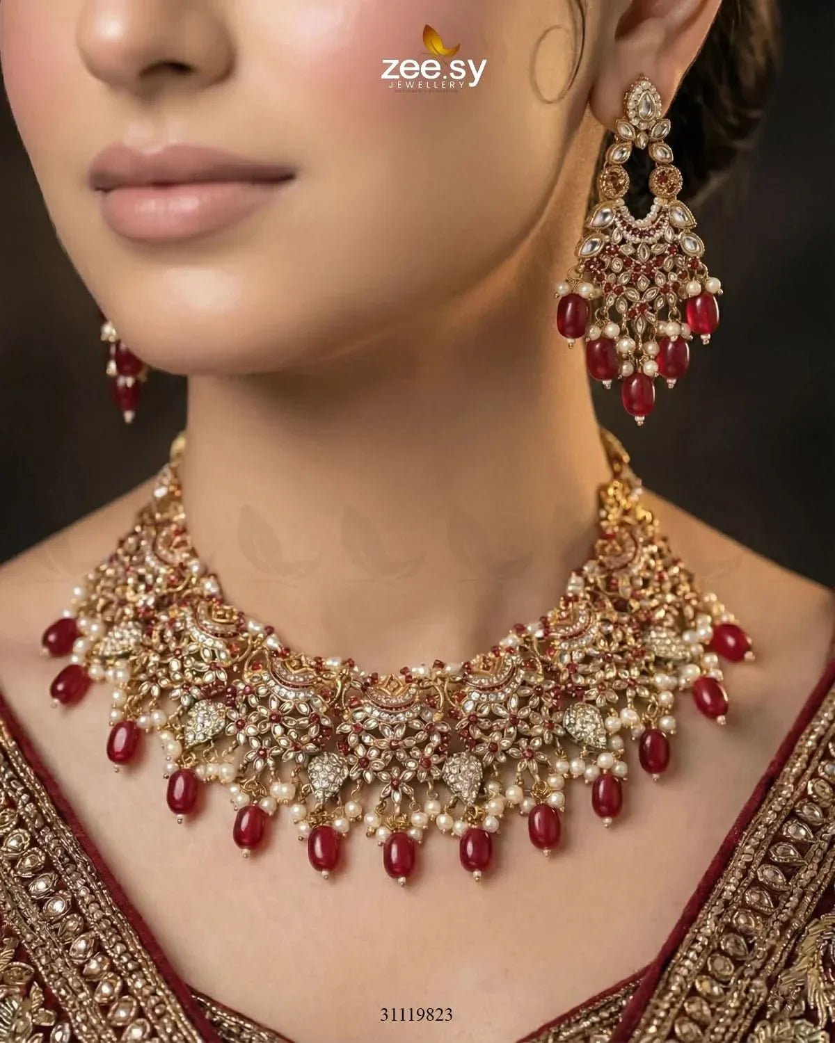 Faiqa's Rhodium Polished Bridal Set Bridal Set - Zeesy Jewellery Pakistan | Premium Artificial & Imitation Jewellery