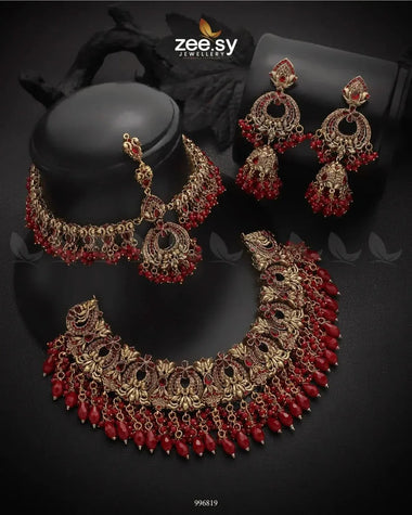 Hadiqa Bridal Set Red Bridal Set - Zeesy Jewellery Pakistan | Premium Artificial & Imitation Jewellery