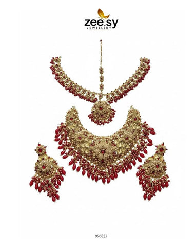 Lantana Bridal Set Red Bridal Set - Zeesy Jewellery Pakistan | Premium Artificial & Imitation Jewellery