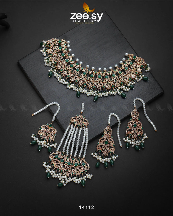 Mahira Bridal Set Green Bridal Set - Zeesy Jewellery Pakistan | Premium Artificial & Imitation Jewellery