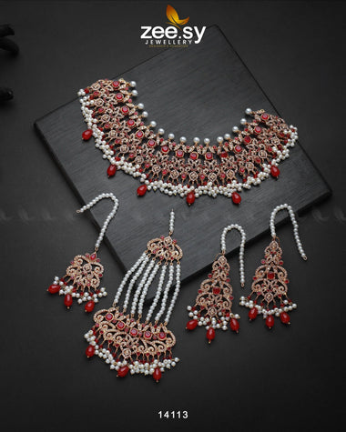 Mahira Bridal Set Red Bridal Set - Zeesy Jewellery Pakistan | Premium Artificial & Imitation Jewellery