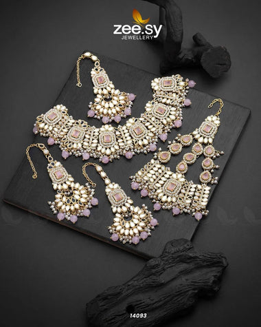 Maryam Bridal Set Mint Pink Bridal Set - Zeesy Jewellery Pakistan | Premium Artificial & Imitation Jewellery