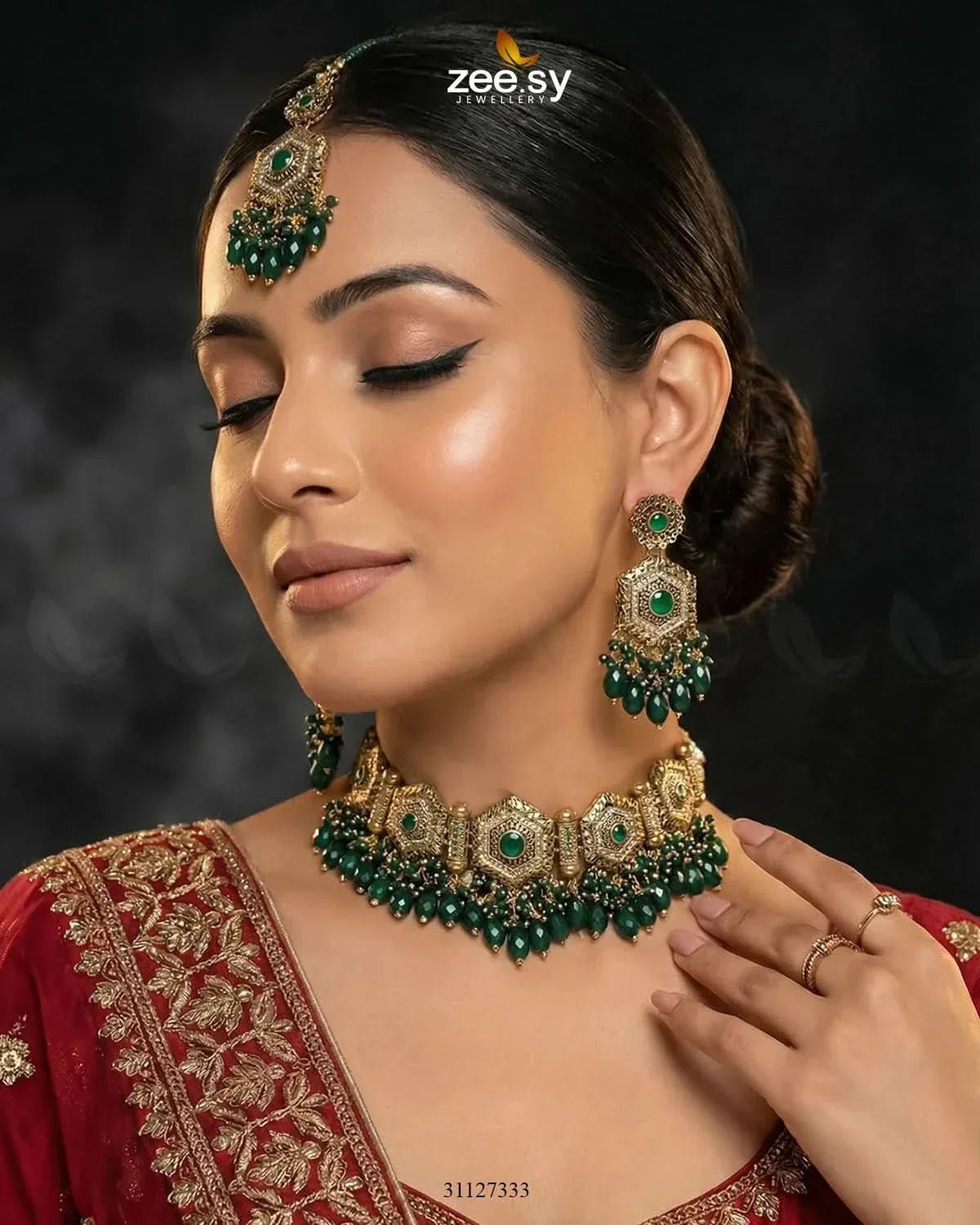 Precious Diamond CutStone Bridal Set Bridal Set - Zeesy Jewellery Pakistan | Premium Artificial & Imitation Jewellery