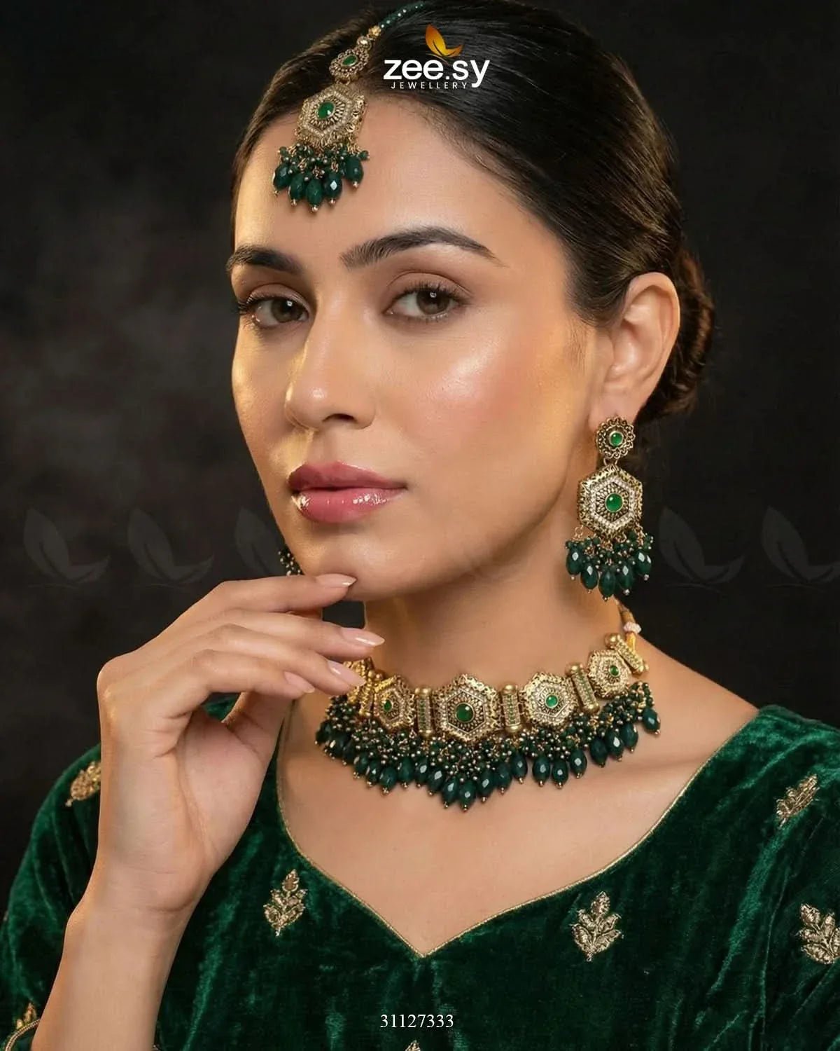 Precious Diamond CutStone Bridal Set Bridal Set - Zeesy Jewellery Pakistan | Premium Artificial & Imitation Jewellery