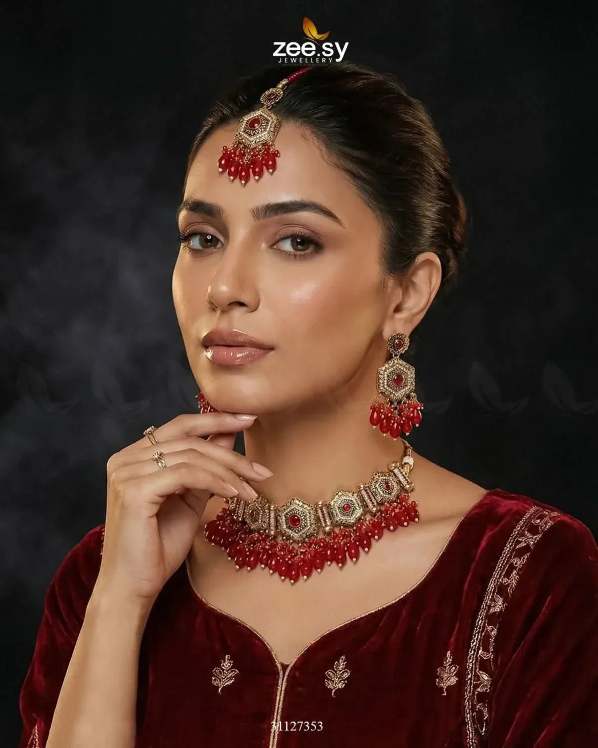 Precious Diamond CutStone Bridal Set Bridal Set - Zeesy Jewellery Pakistan | Premium Artificial & Imitation Jewellery