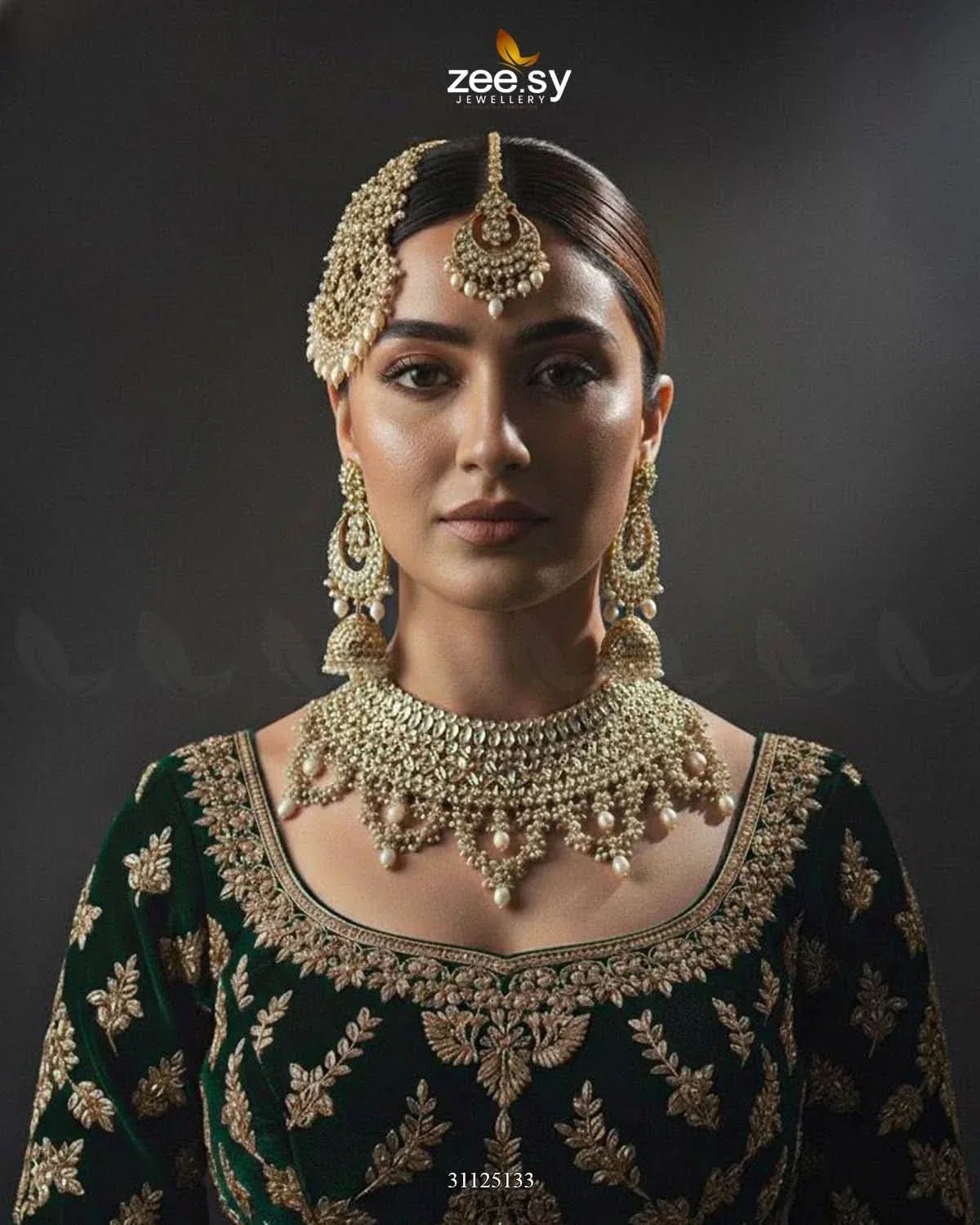 Rich Bold Hand Sculpt Bridal Set Bridal Set - Zeesy Jewellery Pakistan | Premium Artificial & Imitation Jewellery