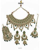 Rich Bold Hand Sculpt Bridal Set Green Bridal Set - Zeesy Jewellery Pakistan | Premium Artificial & Imitation Jewellery