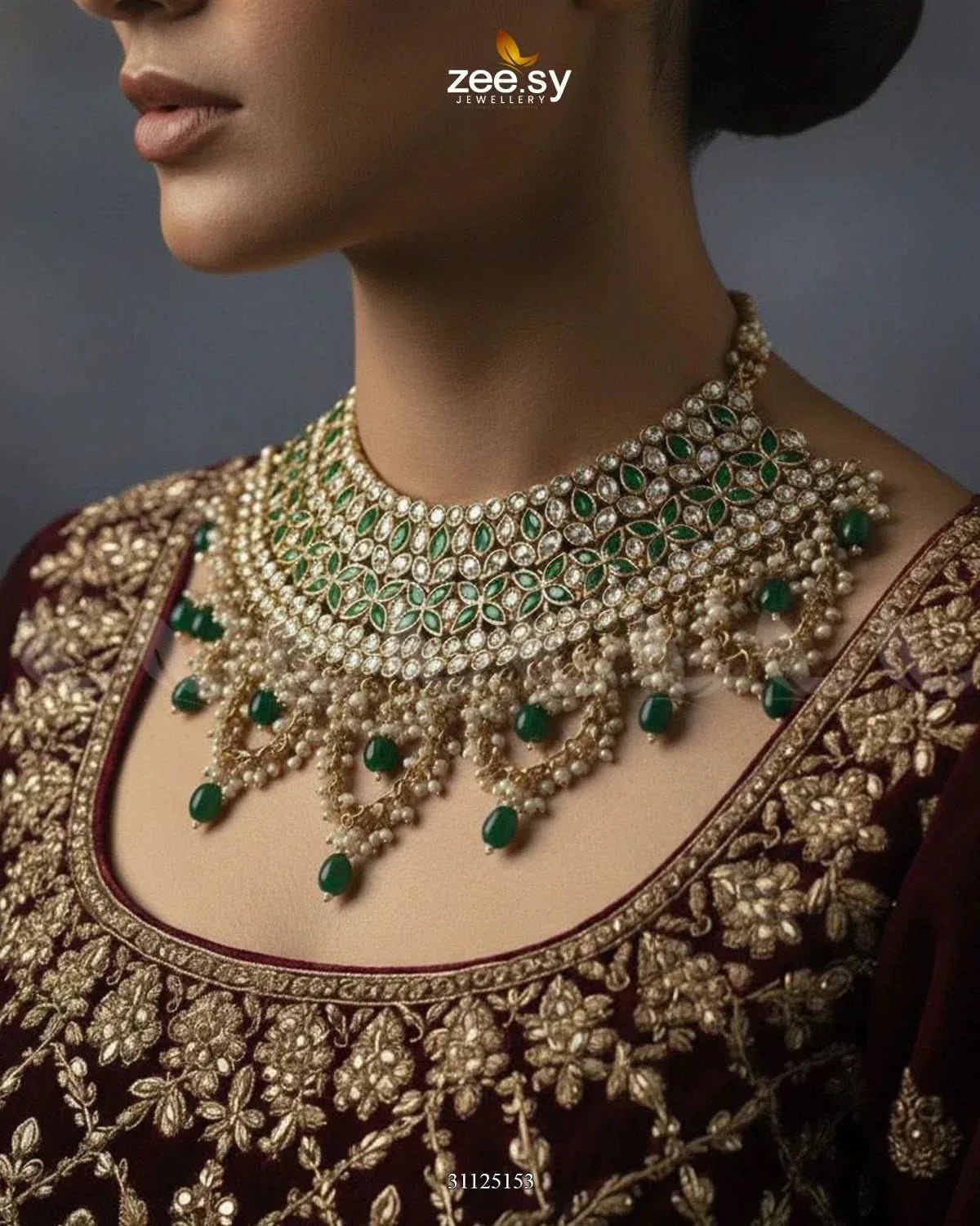 Rich Bold Hand Sculpt Bridal Set Bridal Set - Zeesy Jewellery Pakistan | Premium Artificial & Imitation Jewellery