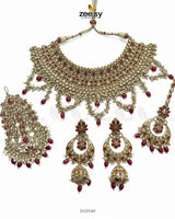Rich Bold Hand Sculpt Bridal Set Red Bridal Set - Zeesy Jewellery Pakistan | Premium Artificial & Imitation Jewellery