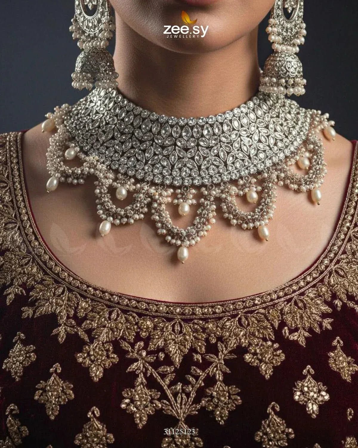 Rich Bold Hand Sculpt Bridal Set Bridal Set - Zeesy Jewellery Pakistan | Premium Artificial & Imitation Jewellery