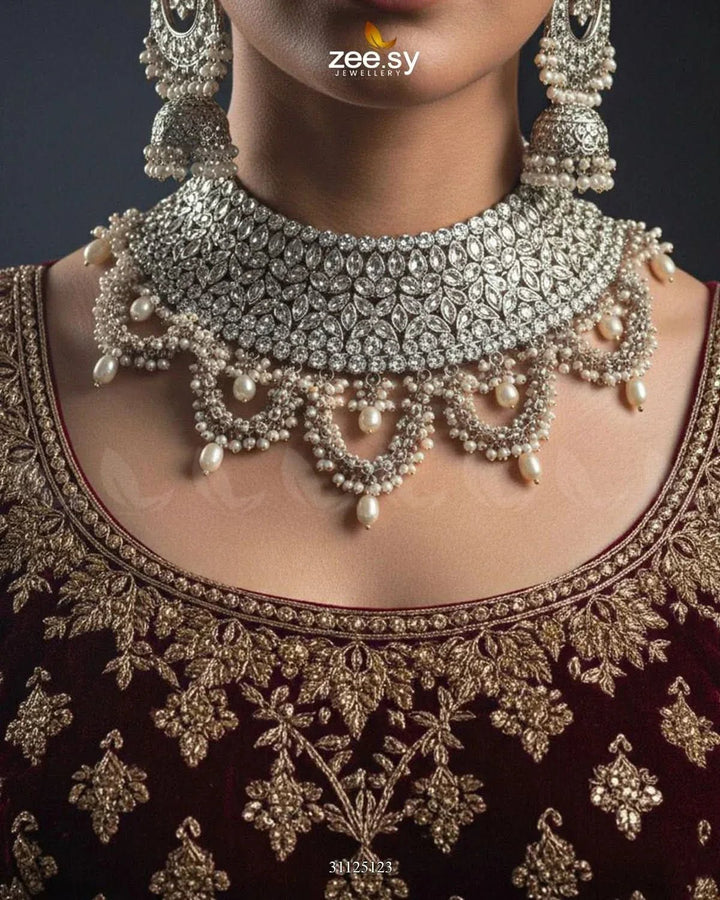 Rich Bold Hand Sculpt Bridal Set Bridal Set - Zeesy Jewellery Pakistan | Premium Artificial & Imitation Jewellery