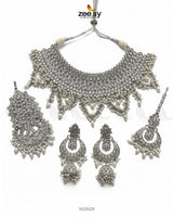 Rich Bold Hand Sculpt Bridal Set Silver Bridal Set - Zeesy Jewellery Pakistan | Premium Artificial & Imitation Jewellery
