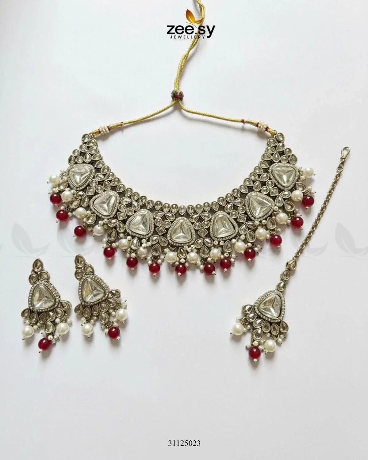 Rich Sentimental Crystal Bridal Set Red Bridal Set - Zeesy Jewellery Pakistan | Premium Artificial & Imitation Jewellery