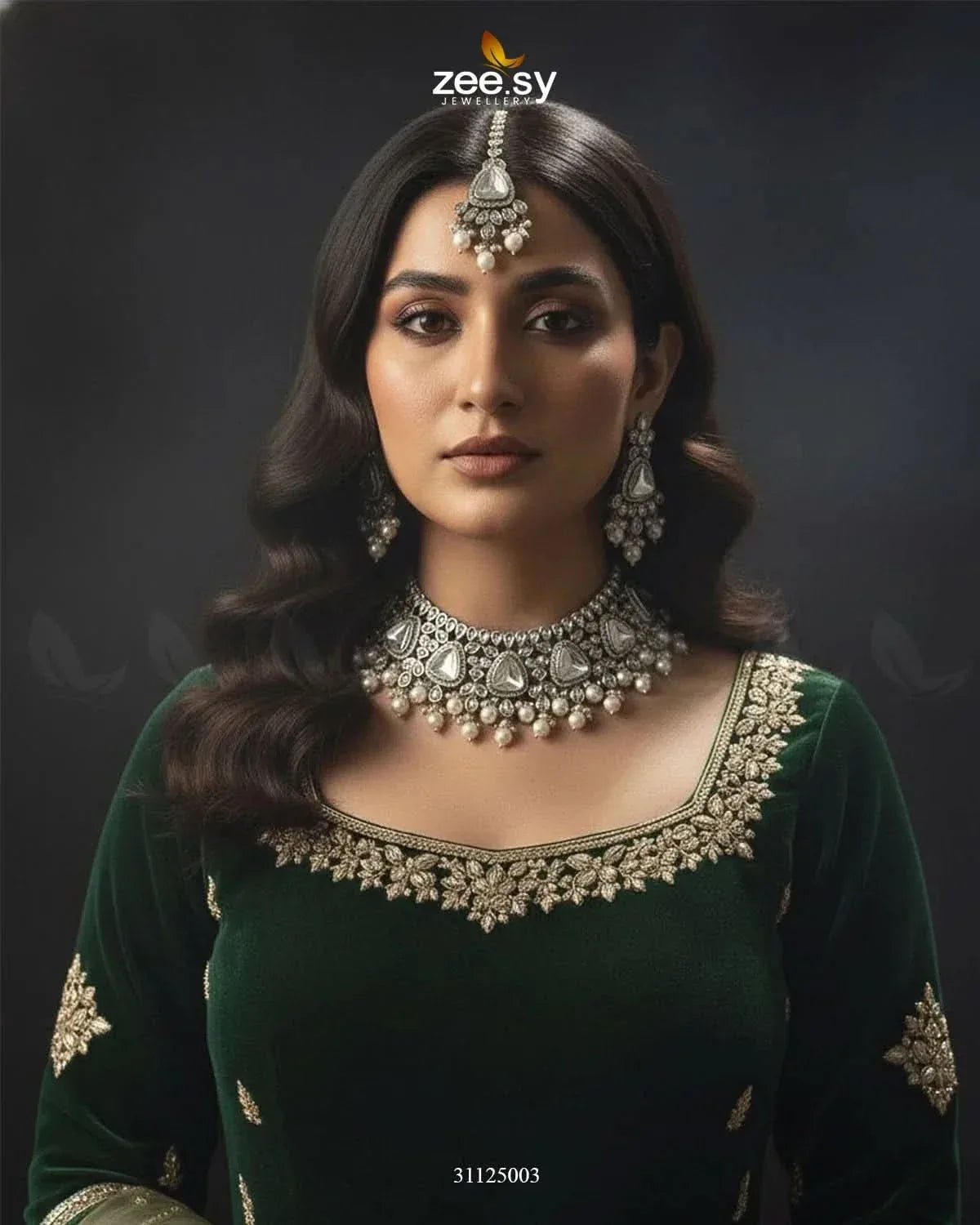 Rich Sentimental Crystal Bridal Set Bridal Set - Zeesy Jewellery Pakistan | Premium Artificial & Imitation Jewellery