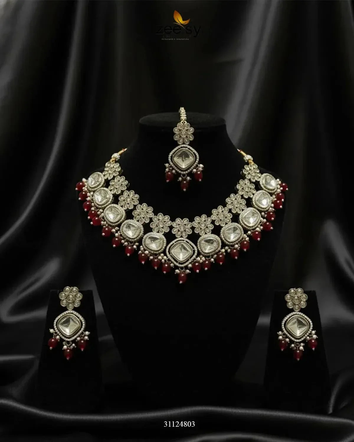 Royal Tradiitional Crystal Bridal Set Bridal Set - Zeesy Jewellery Pakistan | Premium Artificial & Imitation Jewellery
