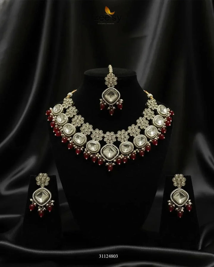 Royal Tradiitional Crystal Bridal Set Bridal Set - Zeesy Jewellery Pakistan | Premium Artificial & Imitation Jewellery
