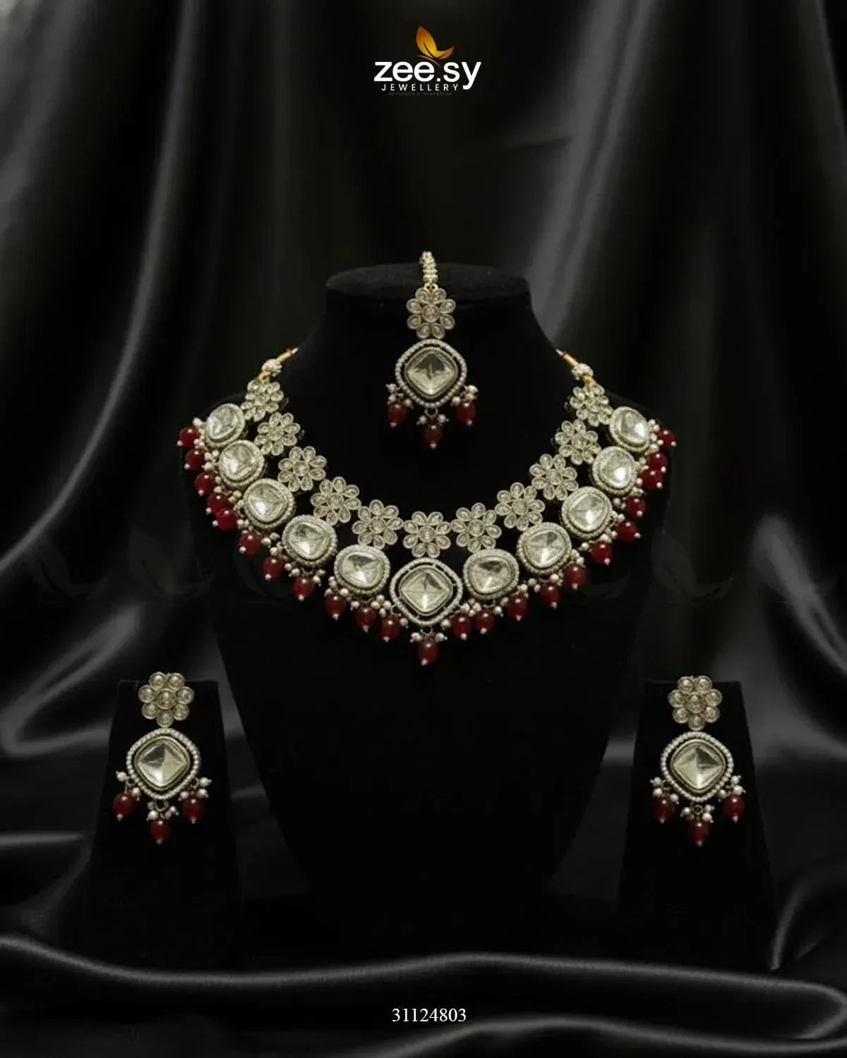 Royal Tradiitional Crystal Bridal Set Bridal Set - Zeesy Jewellery Pakistan | Premium Artificial & Imitation Jewellery