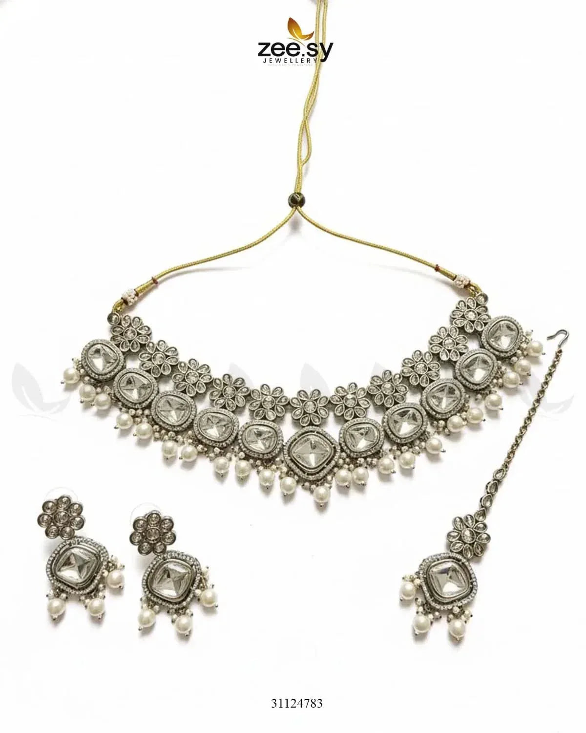 Royal Tradiitional Crystal Bridal Set Pearl Bridal Set - Zeesy Jewellery Pakistan | Premium Artificial & Imitation Jewellery