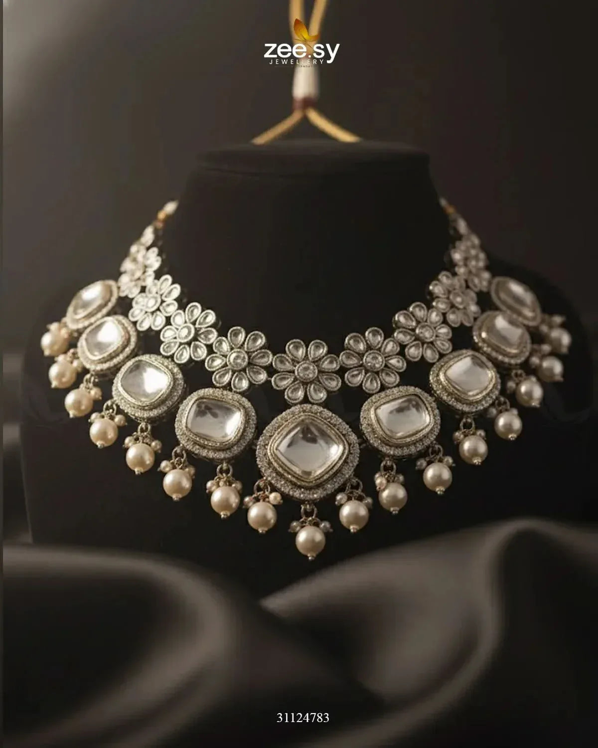 Royal Tradiitional Crystal Bridal Set Bridal Set - Zeesy Jewellery Pakistan | Premium Artificial & Imitation Jewellery